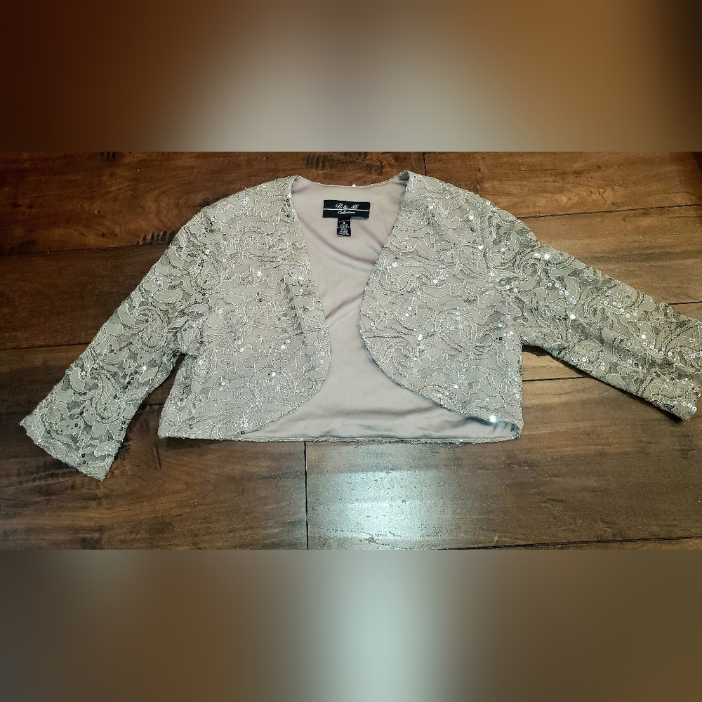 R & M Collection - Champange Lace 2 Pc- Women's Dress with Jacket Size 10 - Picture 4 of 16
